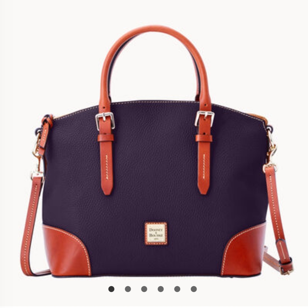 Dooney & Bourke Pebble Grain Domed Satchel In Plum Wine